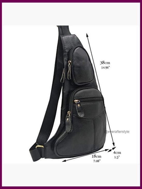 Genuine Cowhide Leather Sling Bag Crossbody Backpack Daypack Travel Hiking main image 5